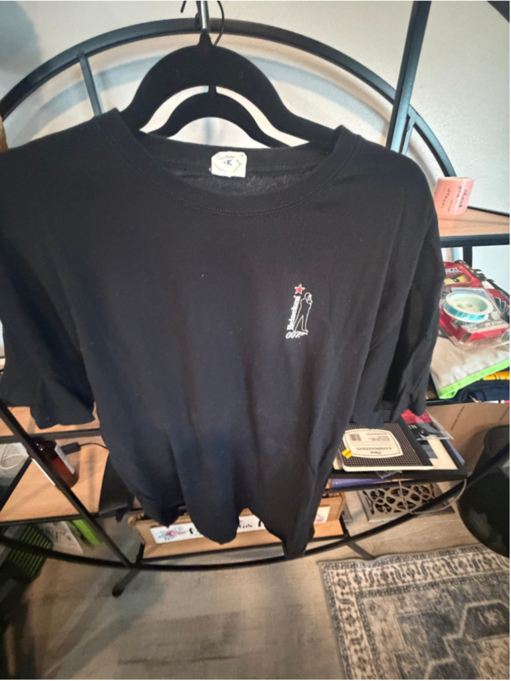 Men's Anvil Heineken 007 Graphic T-Shirt Black XL